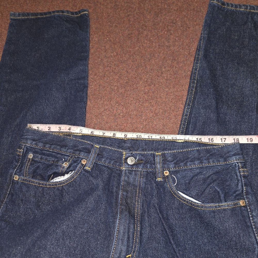 Levi's 505 Jeans Men's 36x30 But Measurung 36x29.5 Dark Blue Like New - Picture 3 of 6